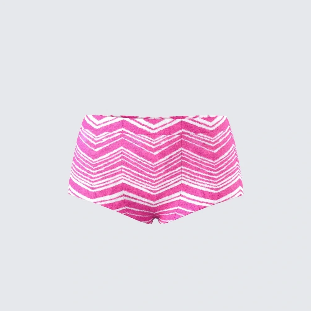 Finesse Irie Pink Zig Zag Knit Booty Short - Picture 2 of 7
